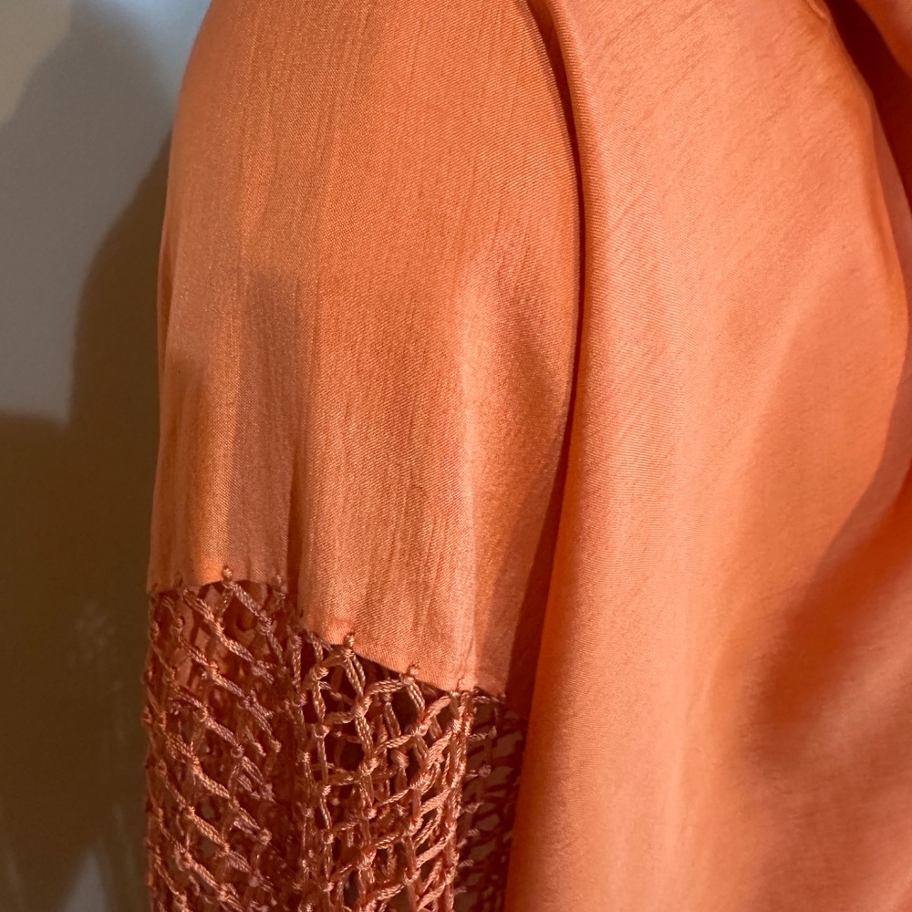 Vintage Piano Shawl Silk Coral Long Fringe Huge Square Shawl Wrap - Picture 10 of 10